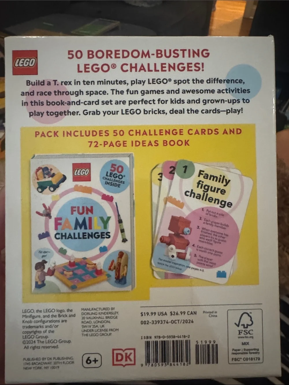 LEGO Fun Family Challenges - Multi Color Kids Toy Card Game with Book